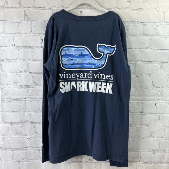 Discovery Channel Shark Week Shirt Vineyard‎ Vines Unisex XXS & XS Blue Crewneck - Picture 9 of 14
